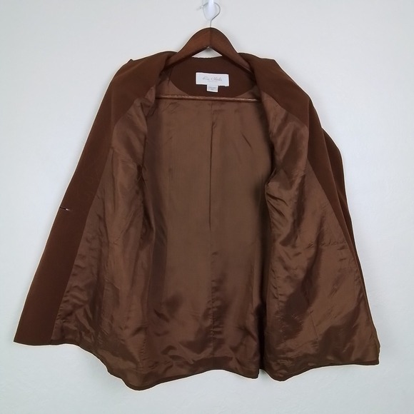 La Moda Womens Blazer 10 Brown Embroider Button Front Single Breast Notch Lapel - Picture 11 of 13